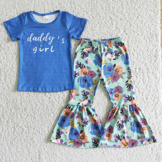 E2-4 Daddy's Girl Floral Bell Bottom Pants Set On Sale