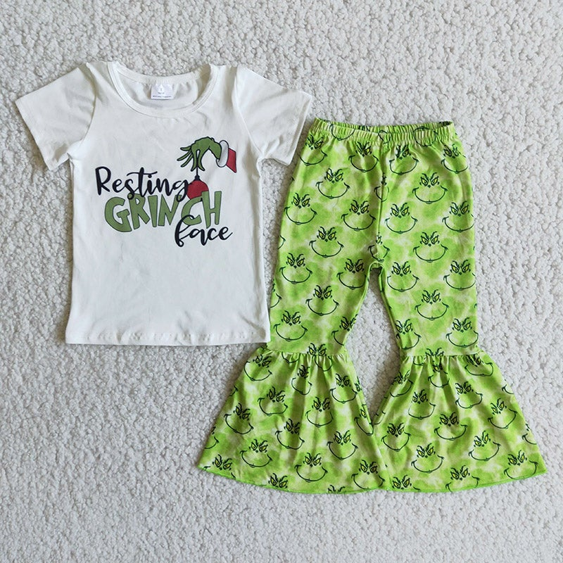 Baby Girls Christmas Grinc Bell Bottom Pants Set