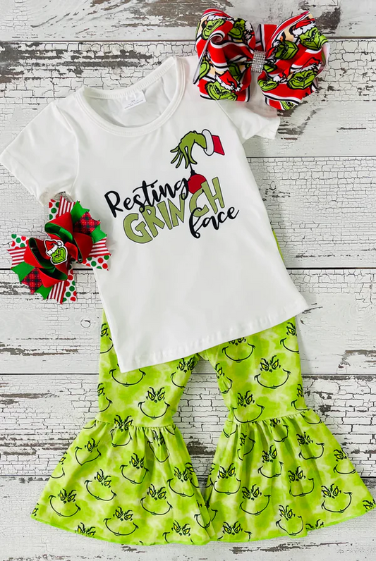 Baby Girls Christmas Grinc Bell Bottom Pants Set