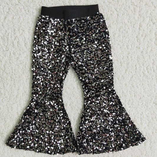 E5-30 Baby Girls Black Color Sequin Bell Pants