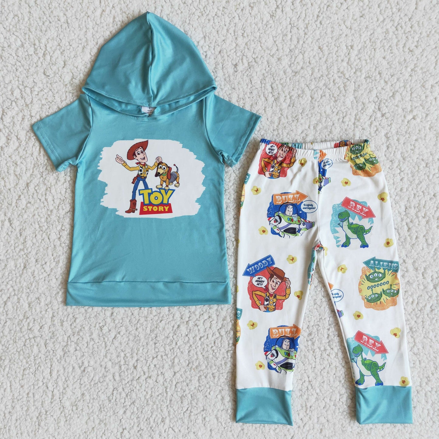 Baby Boys Cartoon Toy Short Sleeve Hoodie Top Pants Set