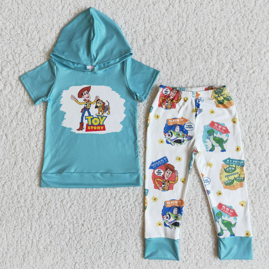 Baby Boys Cartoon Toy Short Sleeve Hoodie Top Pants Set