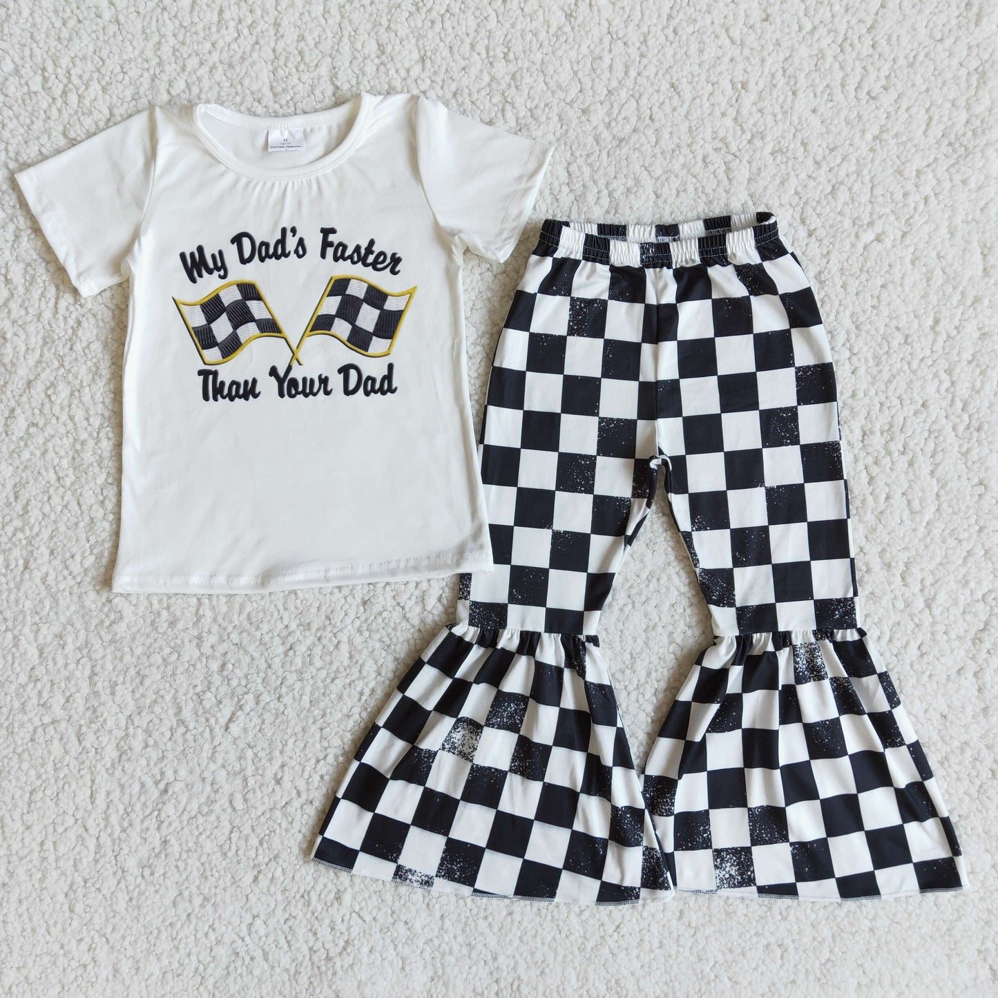 Sibling Baby Girls   Short Sleeve Top With Bell Bottom Pants Outfit