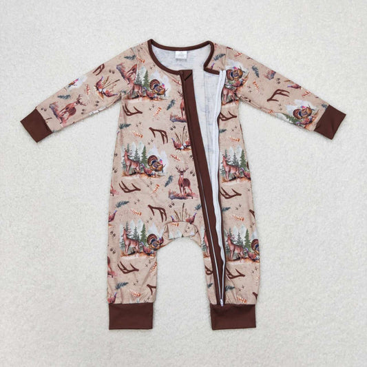 Baby Boys Hunting Deer Zipper Romper