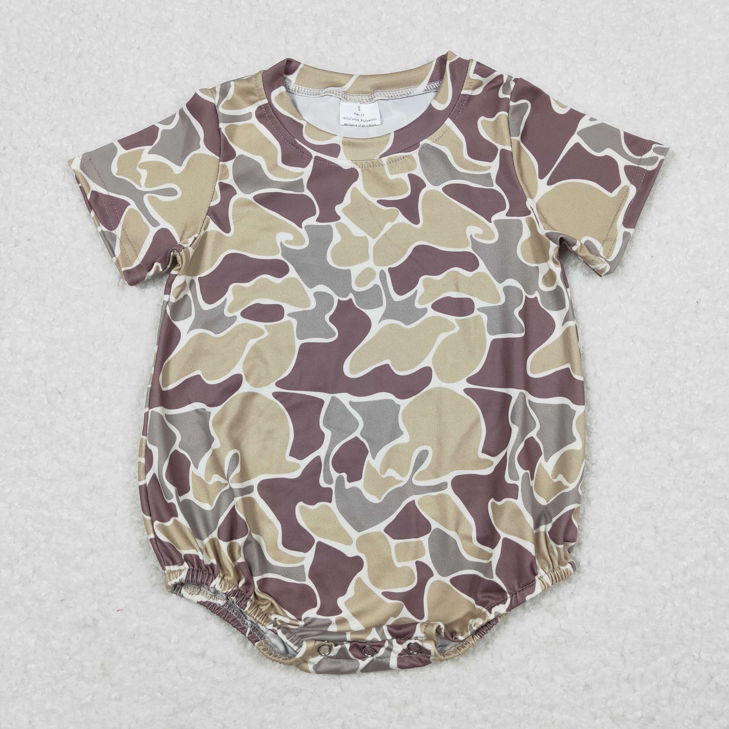 SR1252 Baby Boys Short Sleeve Green Camo Romper