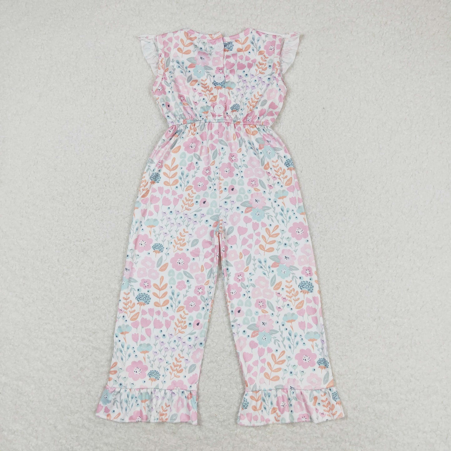 SR1139 Kids Girls Embroidery Cartoon Mouse Flower Jumpsuit