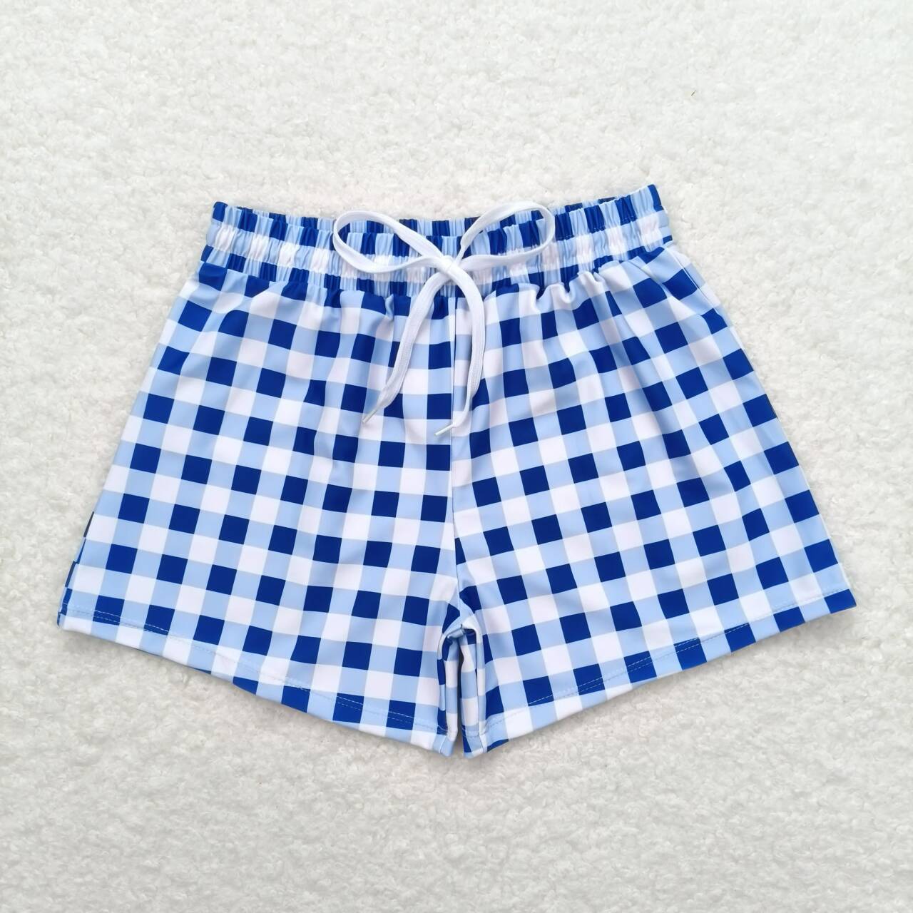 S0232 Baby Boys  Blue Plaid Swimming Trunks