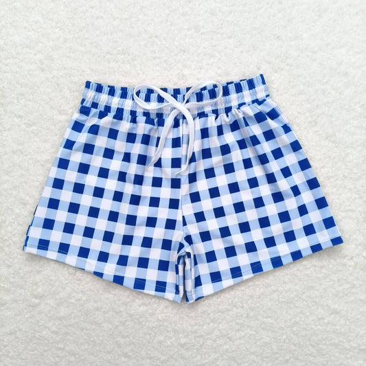 S0232 Baby Boys  Blue Plaid Swimming Trunks