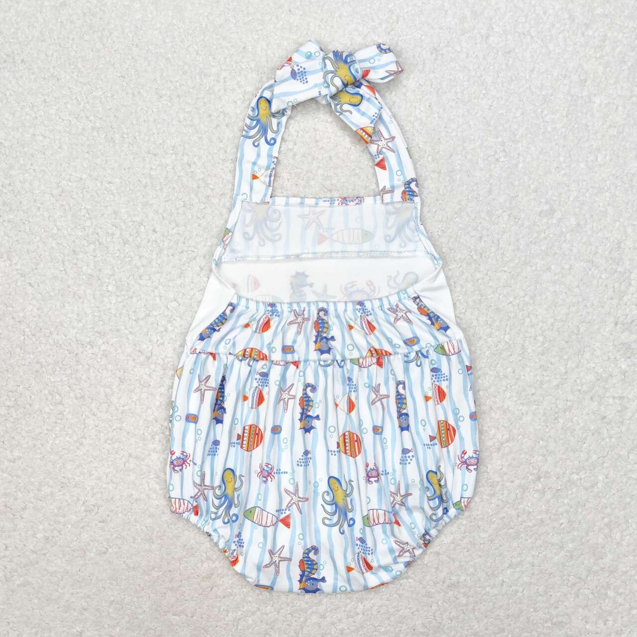 Baby Summer Marine Organism Halter Bubble Romper