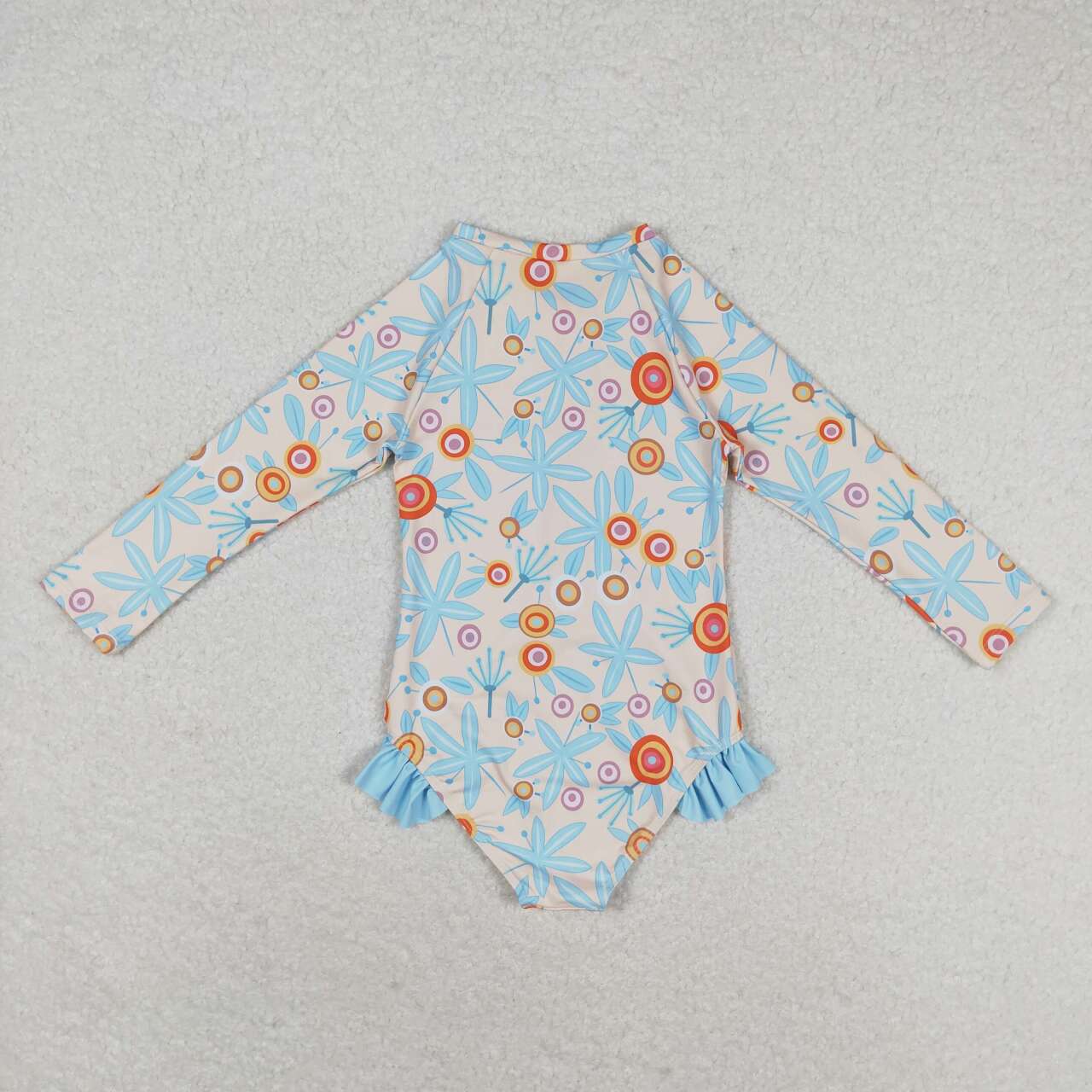 Kids Girls Flower Long Sleeve Swimsuit Swimwear