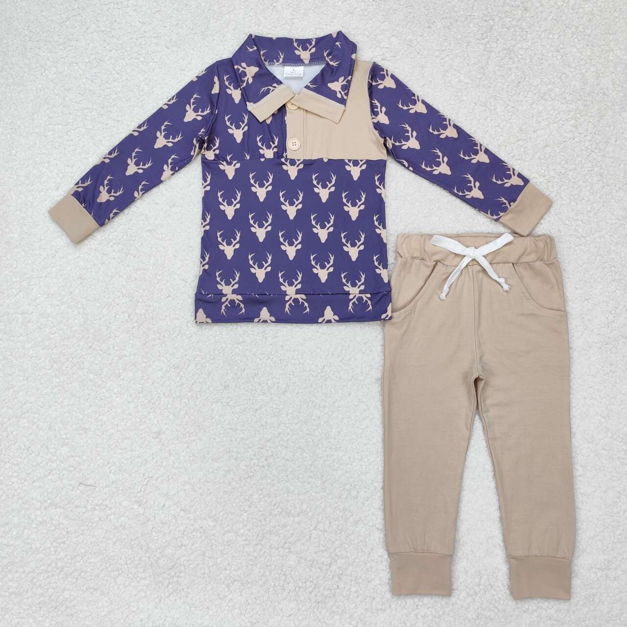 BLP0494 Baby Boys Deer Pullover Top   Pants Set