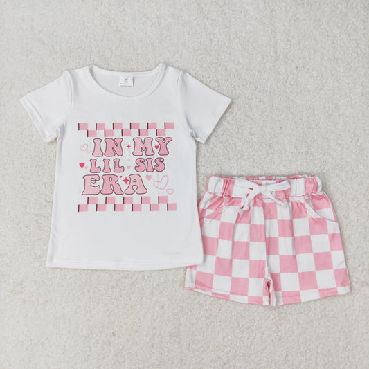 Kids Girls In My Little Sister Era Checker Shorts Set