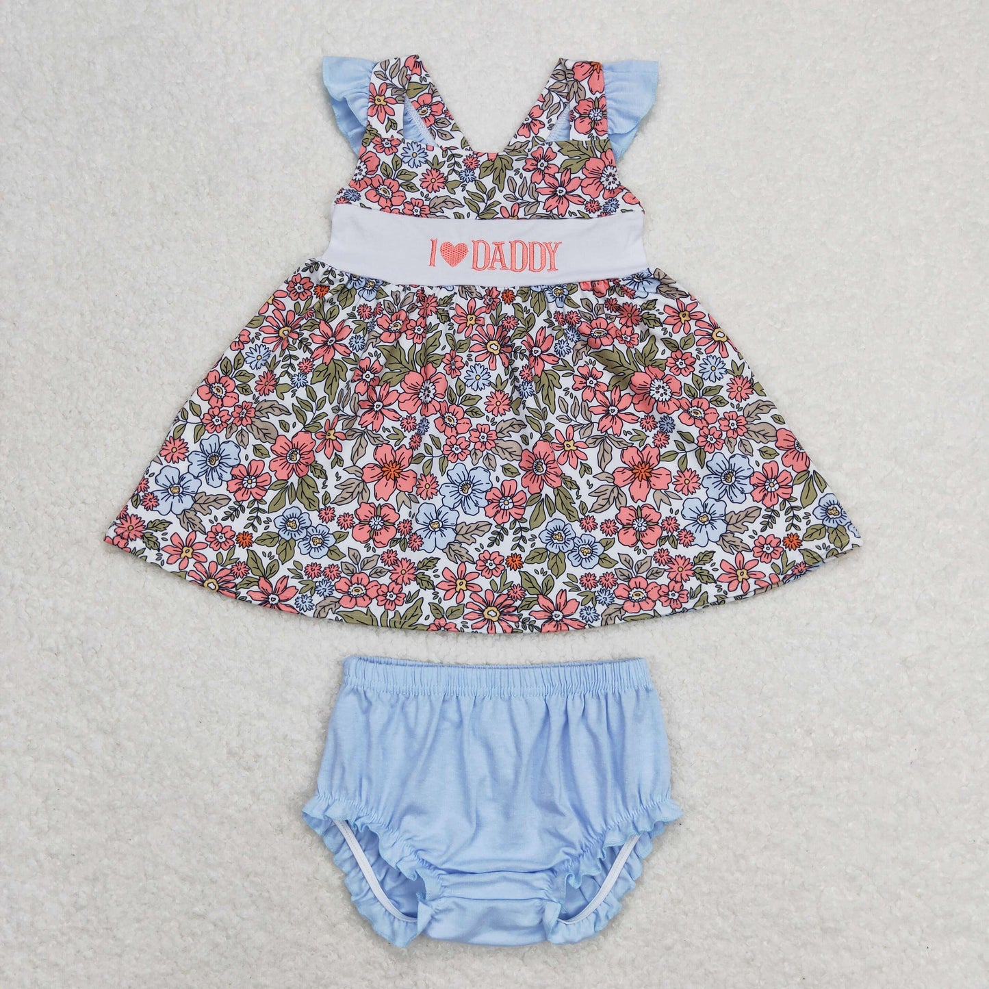 I Love Day Sibling Summer Floral Father's Day Bummie Set