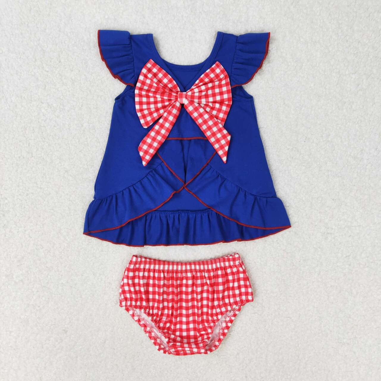 July 4th USA Patriotic Embroidery Flag Summer Clothes Set