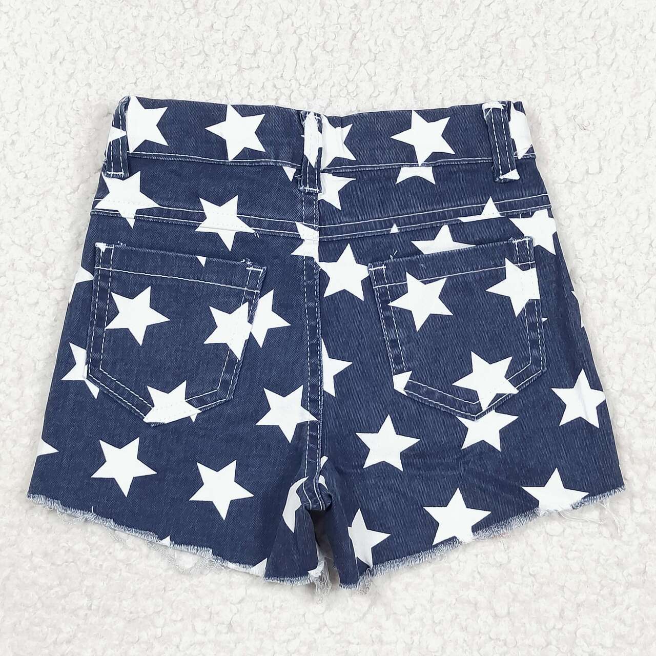 SS0168 July 4th Baby Girls Blue Red Color Denim Shorts