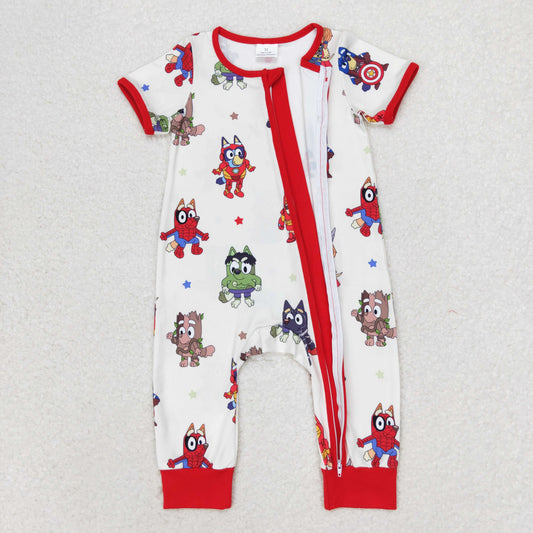 SR1792 Baby Boys Cartoon Blue Dog Romper