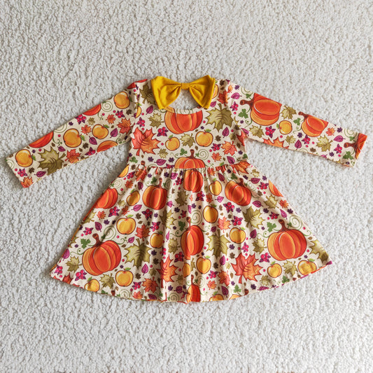 Kids girls pumpkim long sleeve dress on sale