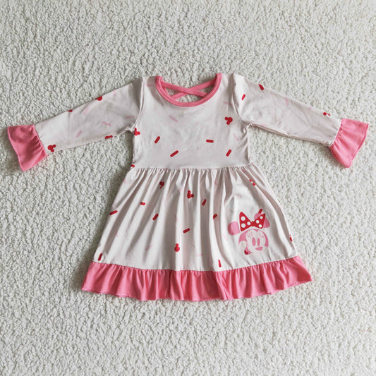 Baby Girls Cartoon Mouse Pink Dress On Sale