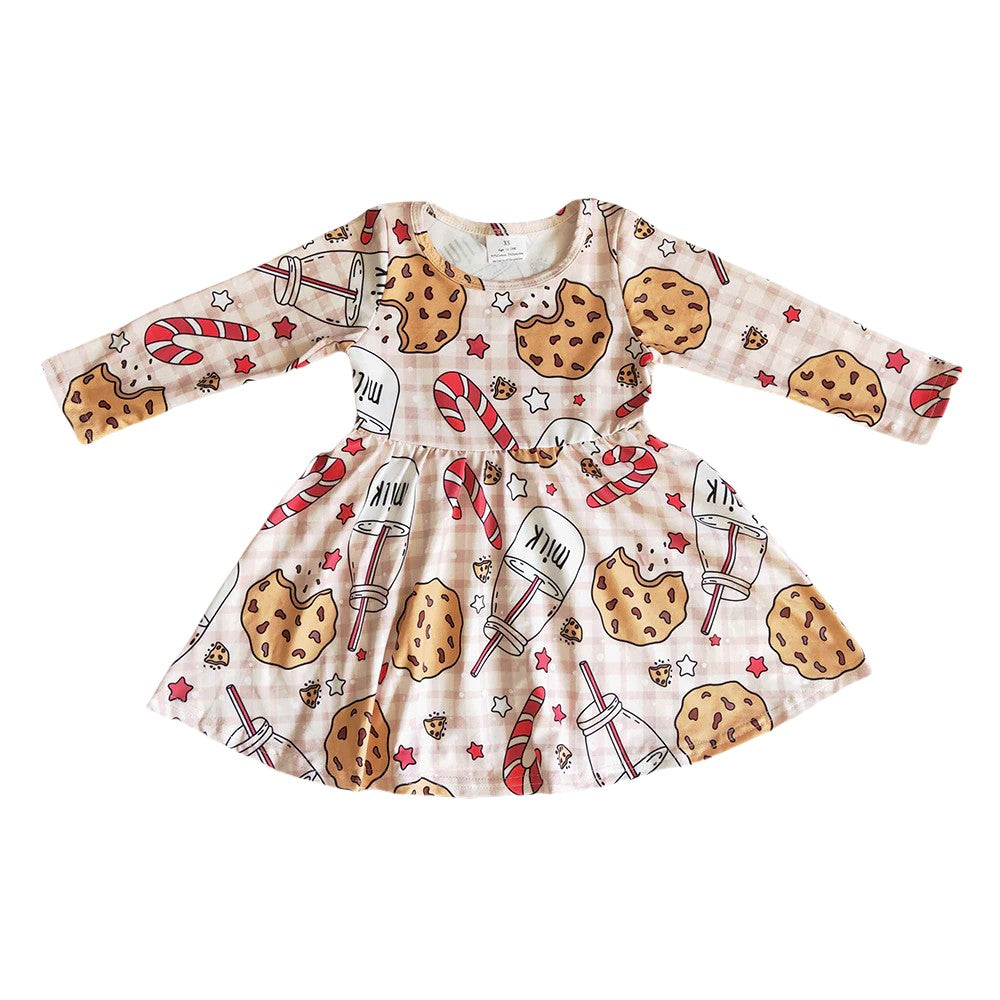 Sibling Baby Christmas Candy Cane Cookie Milk Pajamas and Dress