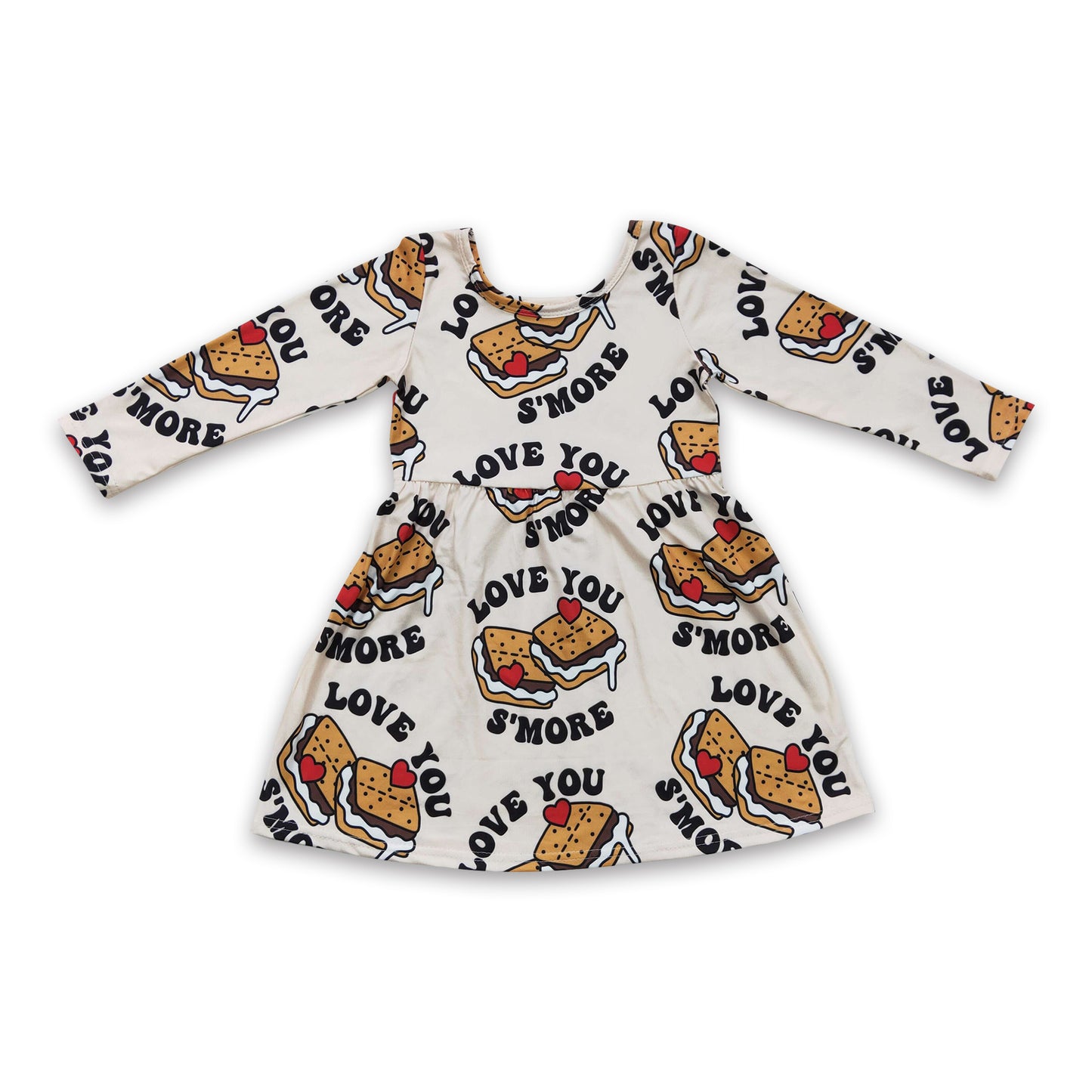 Baby Girls Long Sleeves Cake LOVE YOU Print Valentines Dress