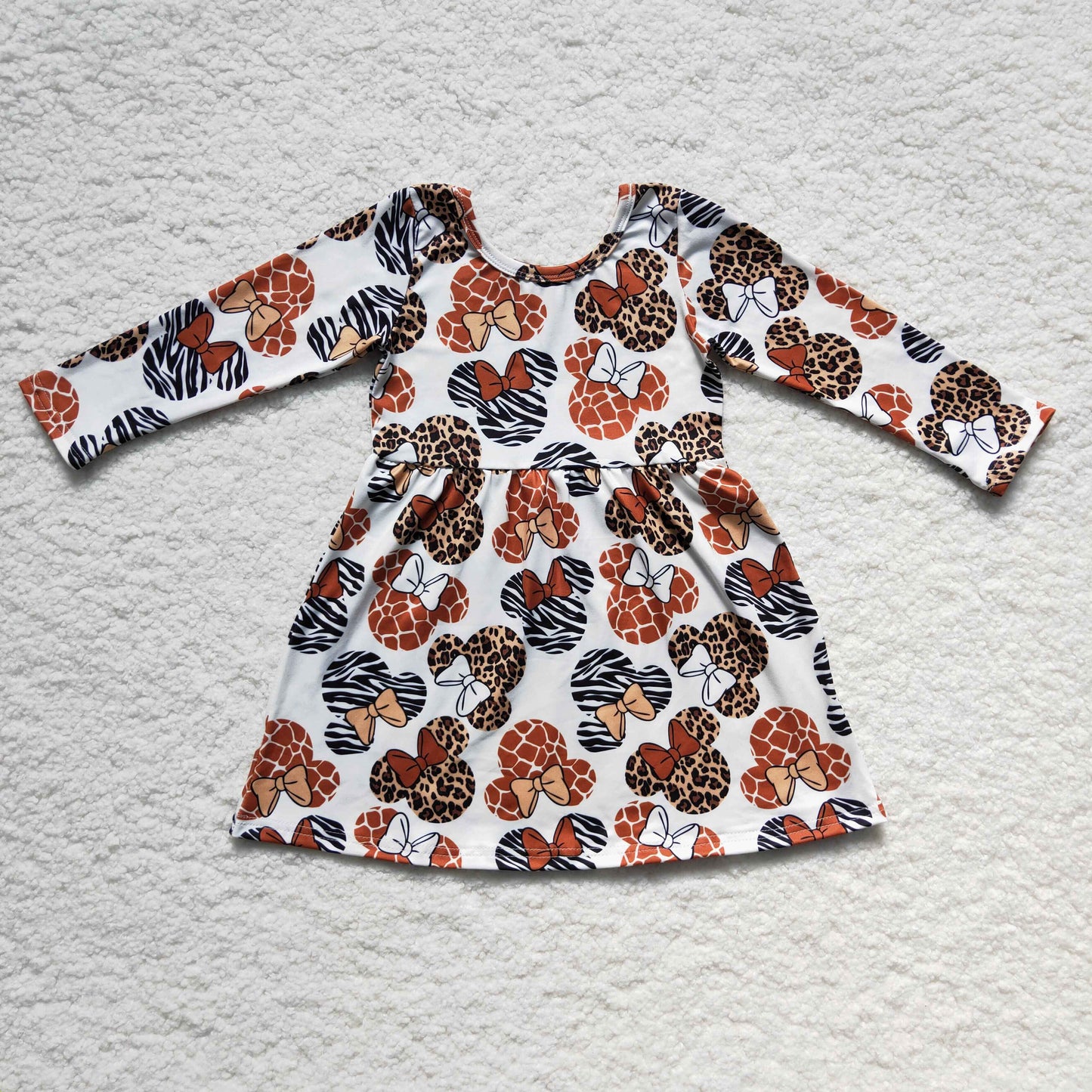 GLD0181 Baby Girls Wild Animal Print Long Sleeve Dress $5.5