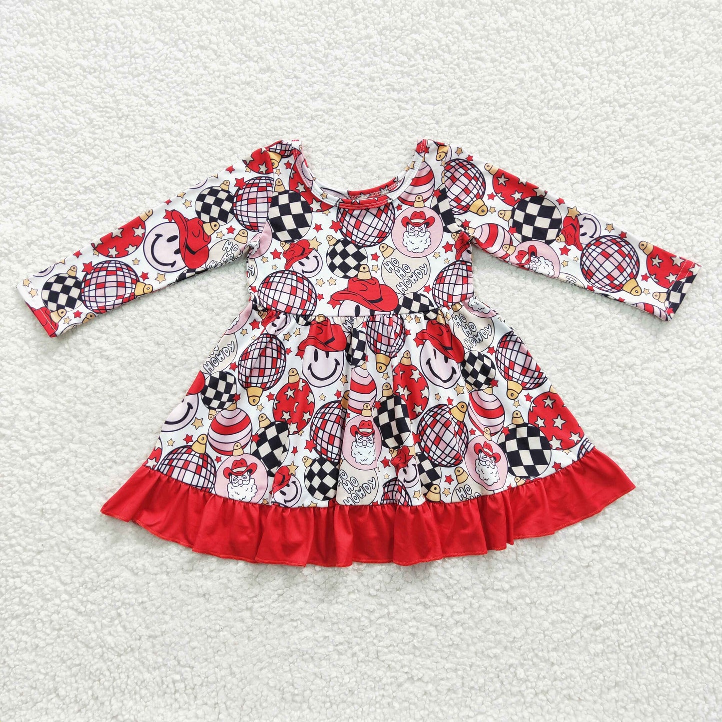 GLD0209  Baby Girls Christmas Santa Light Long Sleeve Dress $5.5