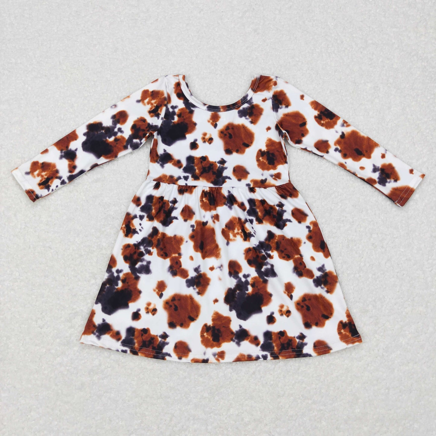 GLD0226 Baby Girls Cow Print Long Sleeve Dress $5.5