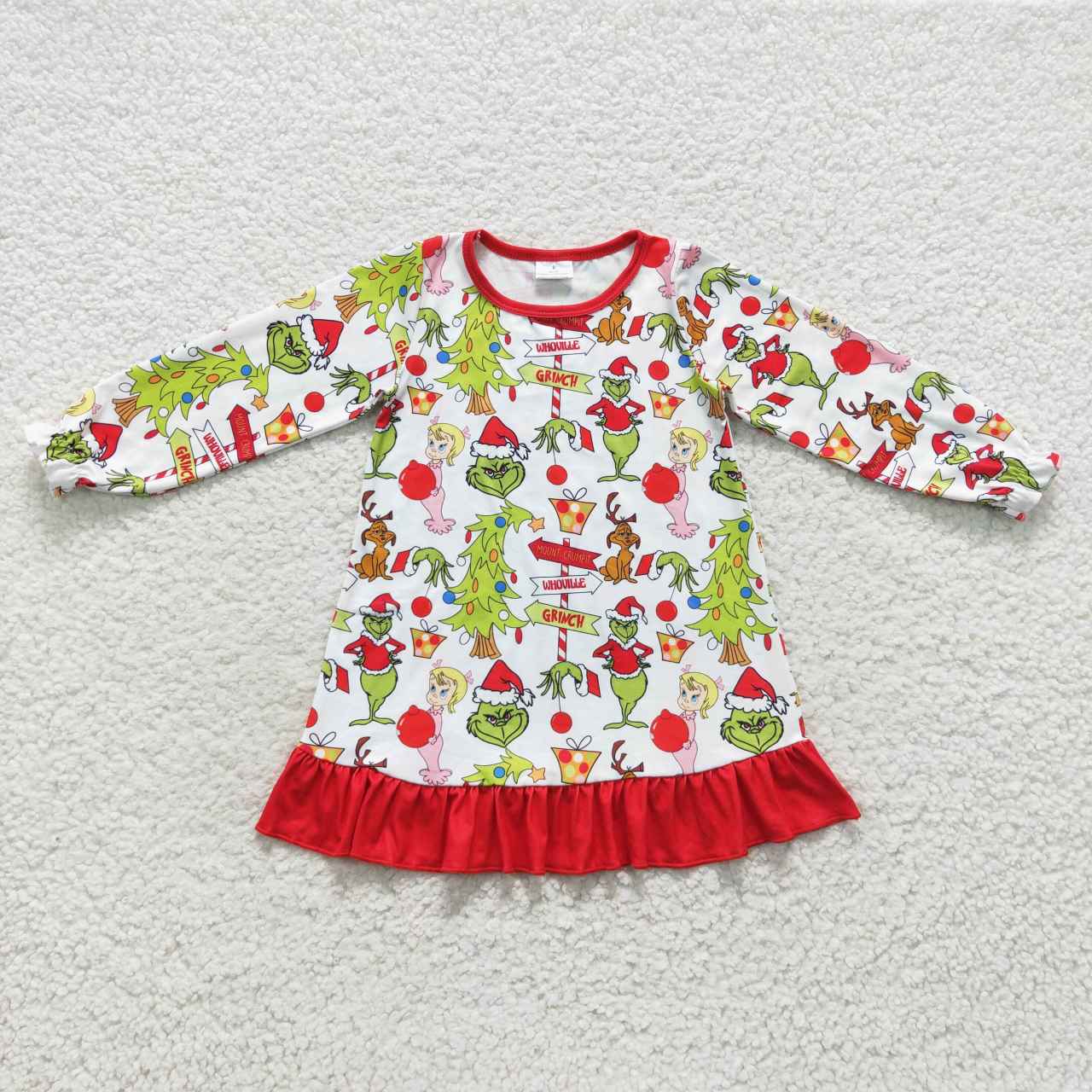 GLD0299 Baby Girls Christmas Cartoon Gown Dress