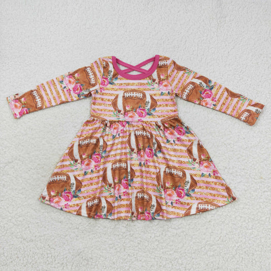Baby Girls Football Flowers Long Sleeve Dress $5.5