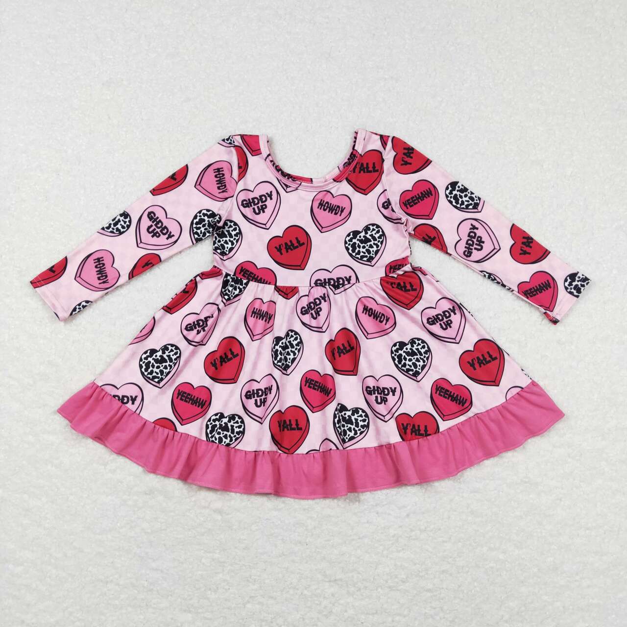 Baby Girls Valentines Hearts Western Knee Length Dresses