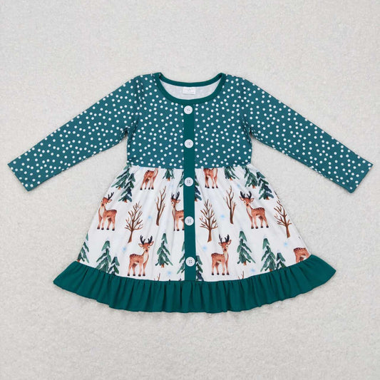 Kids Girls Christmas Tree Reindeer Dress