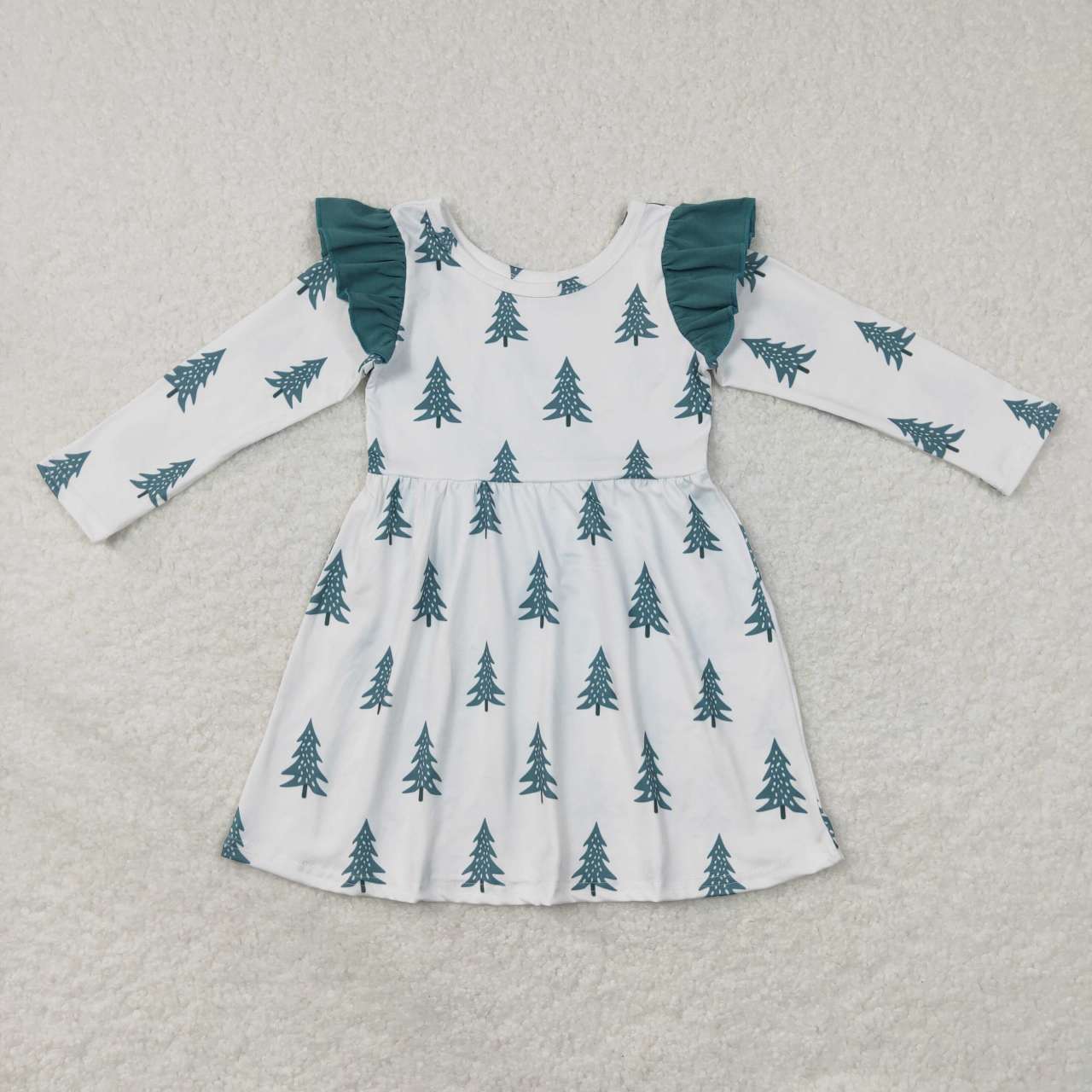 Kids Girls Christmas Tree Long Sleeve Dress