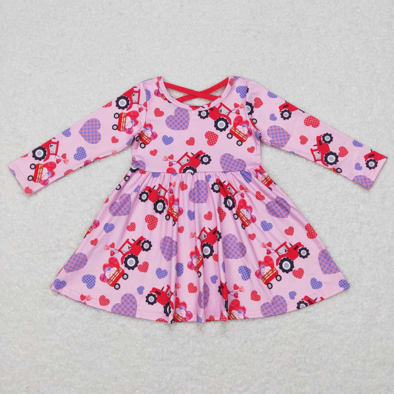 Sibling Baby Kids Hearts Trucks Top Bell Bottom Pants Valentine Pajamas Clothes Sets Dress Rompers