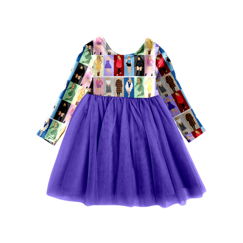 GLD0513 Baby Girls Taylor Swift  Purple Tulle Dress Pre-order