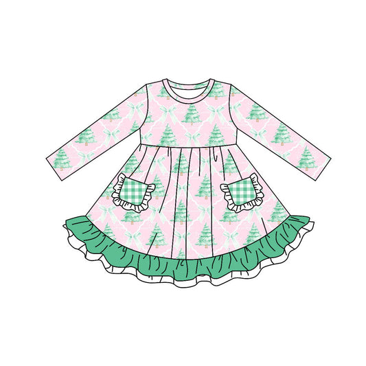 Baby Girls Christmas Tree Long Sleeve Dress Preorder