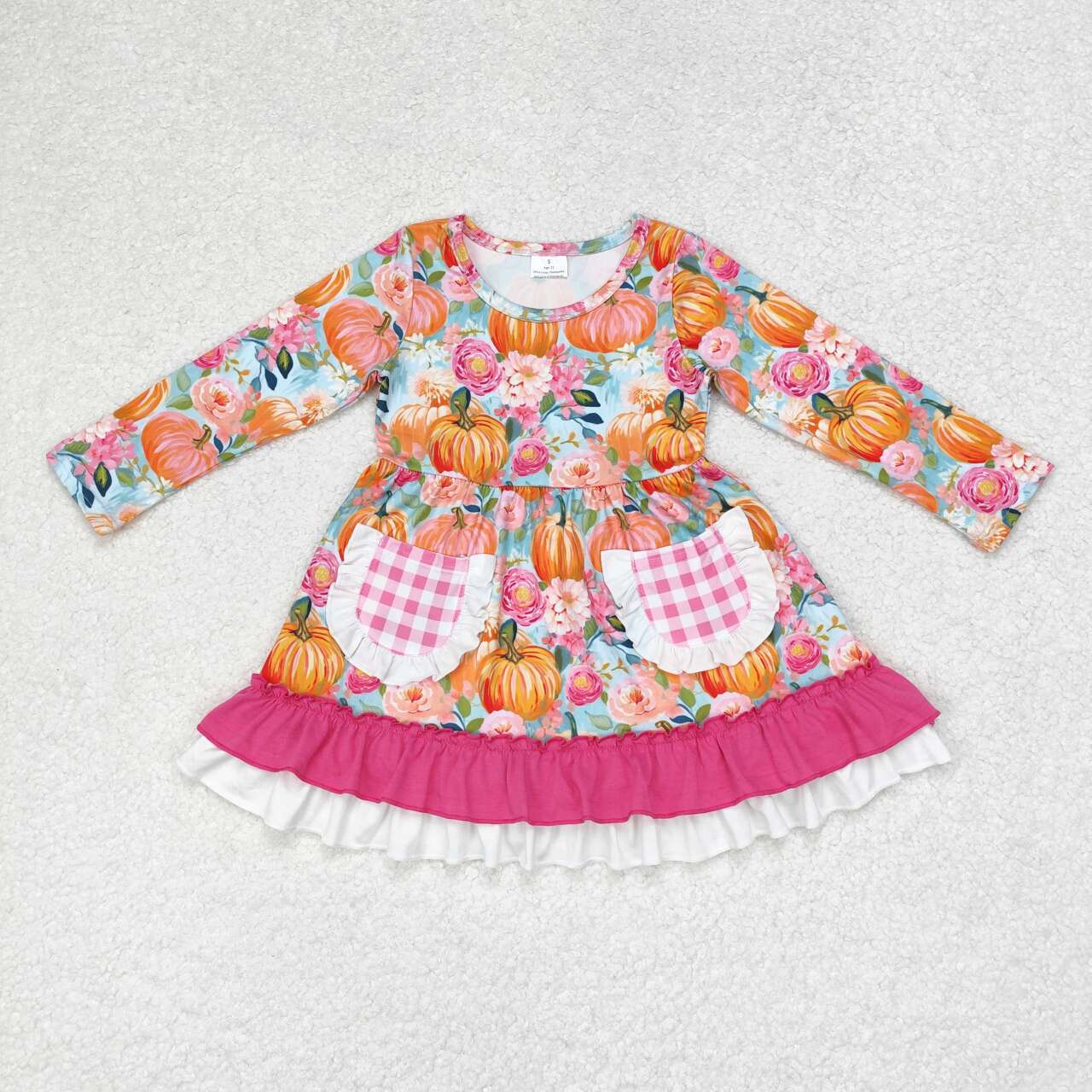 Baby Girls Fall Pumpkin Dress With Pocket