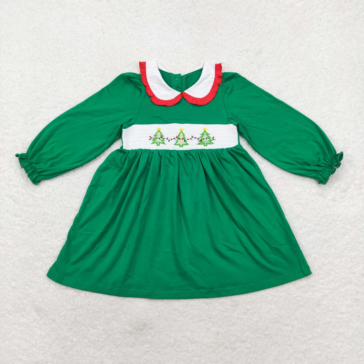 Baby Sister Christmas Tree Smocked Dress and Romper