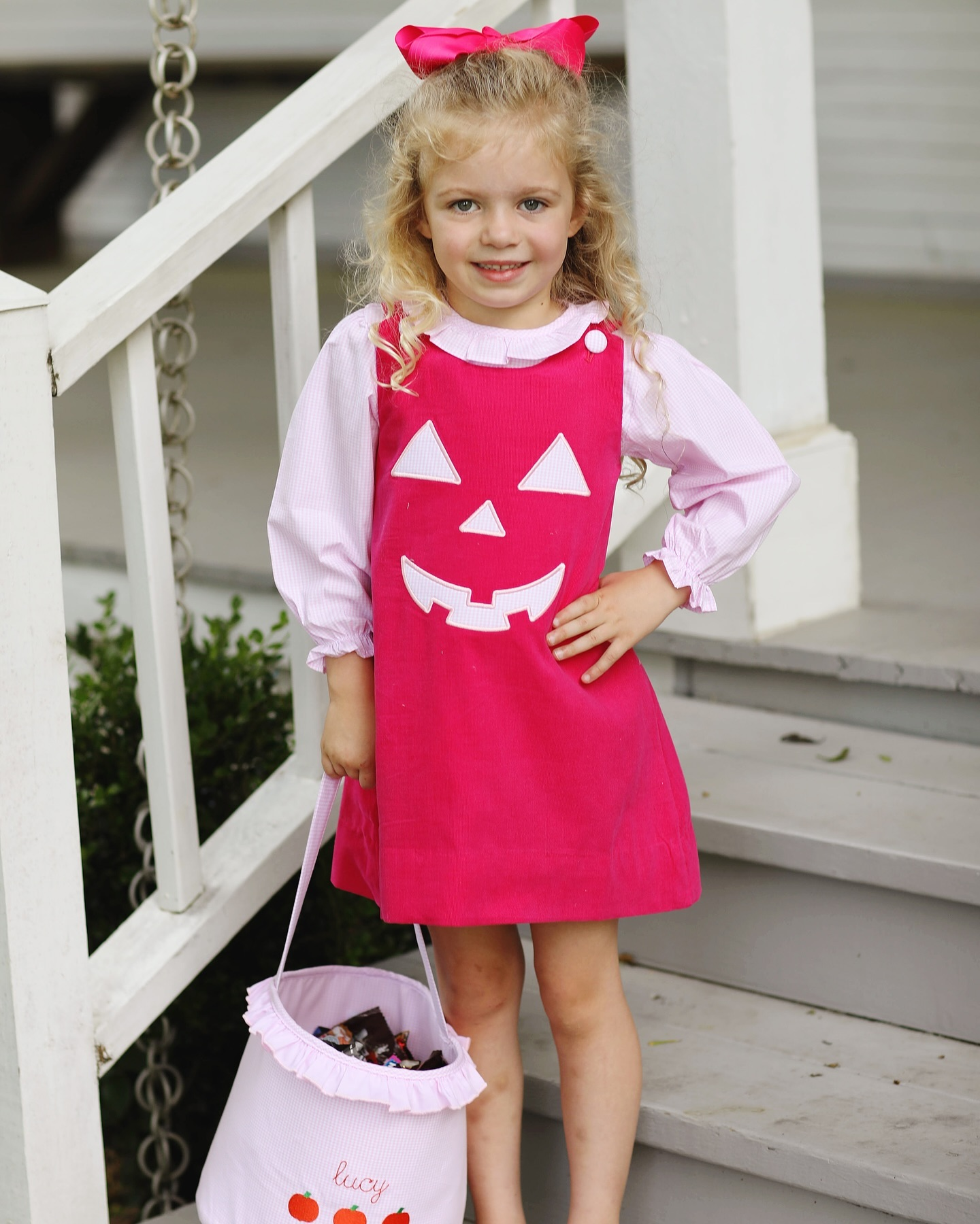 Baby Girls Pink Top and Halloween Pumpkin Dress Set