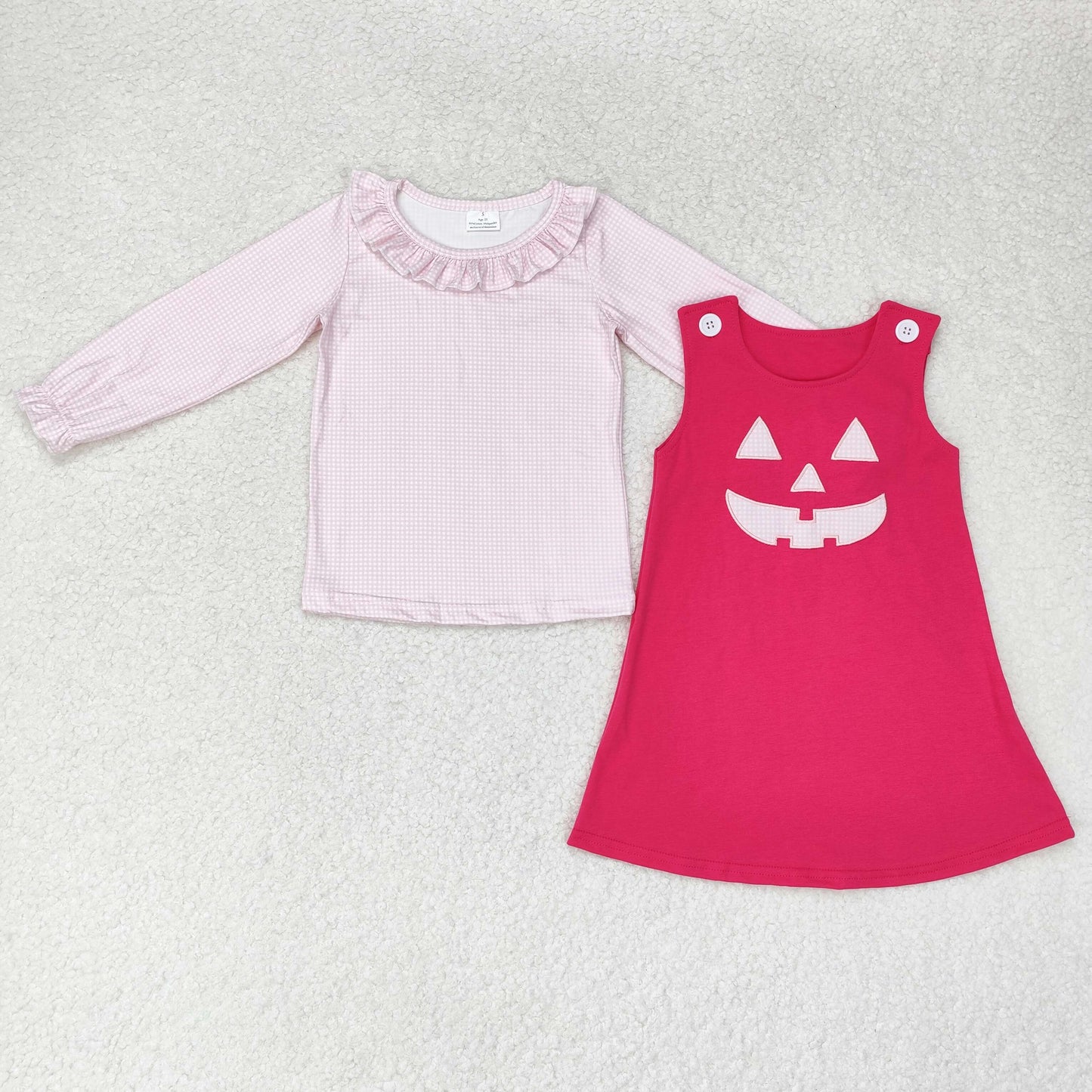 Baby Girls Pink Top and Halloween Pumpkin Dress Set