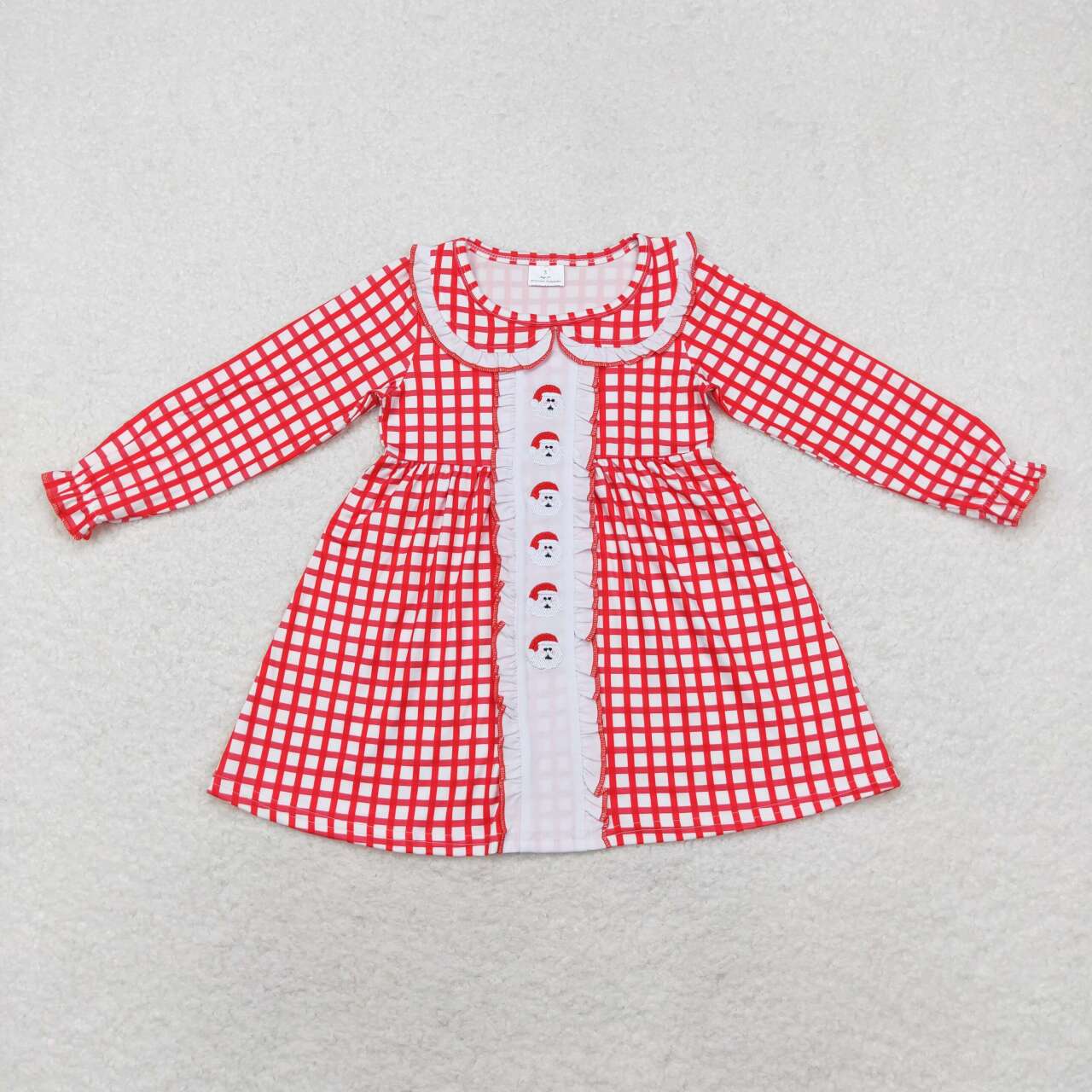 Baby Girls Sister Chrismtas Red Gingham Long Sleeve Dress Romper