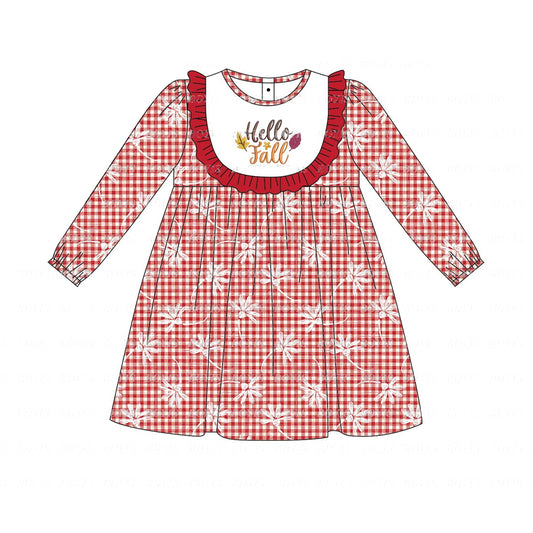 GLD0621 Baby Girls Fall Hall Fall Long Sleeve Dress Preorder