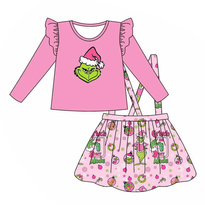 GLD0641 Baby Girls Christmas Grinc* Top Skirt Set Preorder