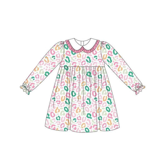 Baby Girls Colorful Long Sleeve Leoaprd Dress Preorder