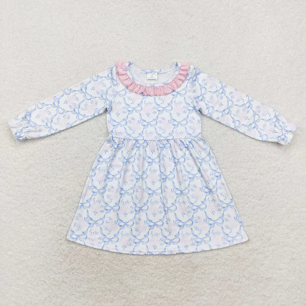 Sibling Baby Girls Floral Ruffle Collar Knee Length Dress