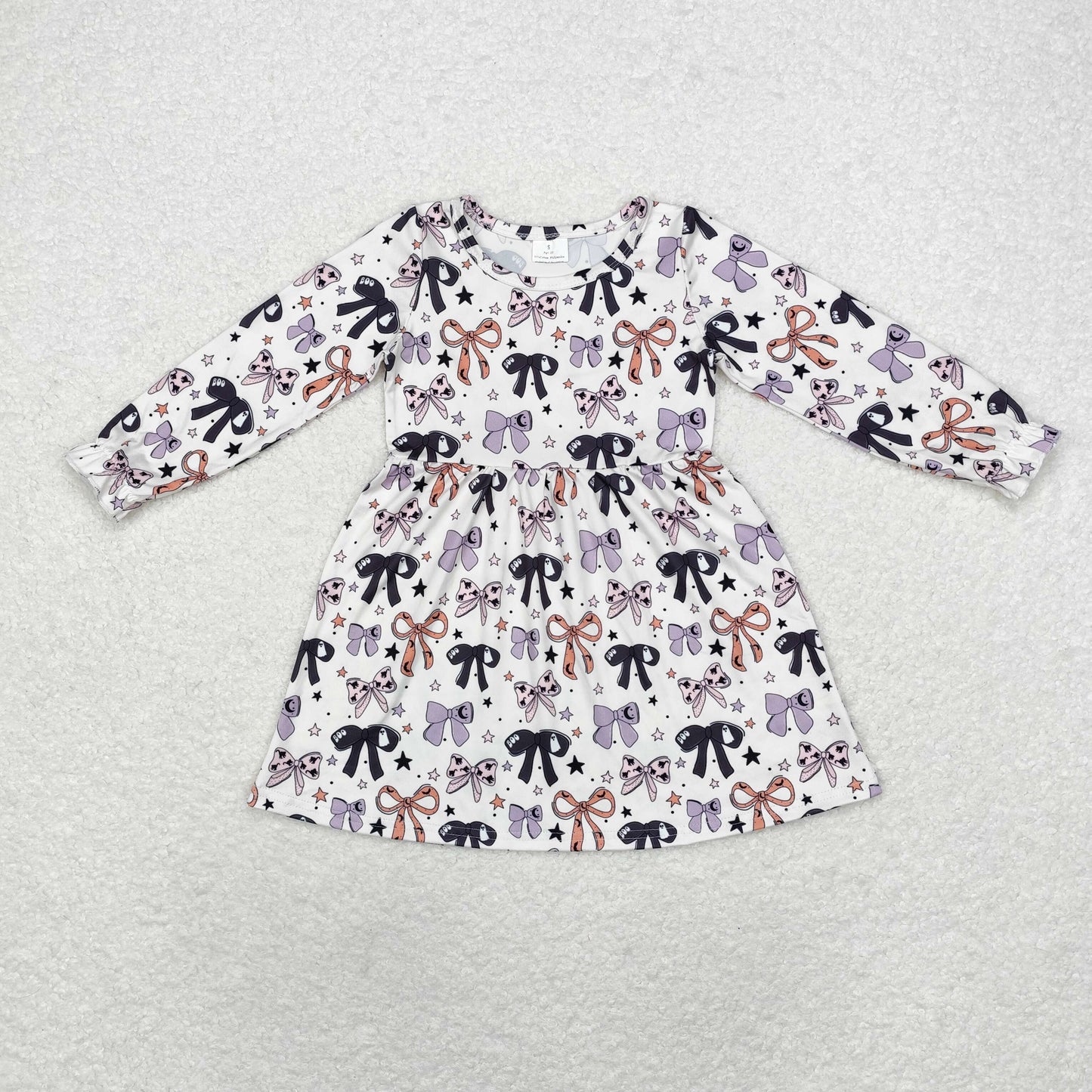 Baby Girls Halloween Bow Long Sleeve Dress