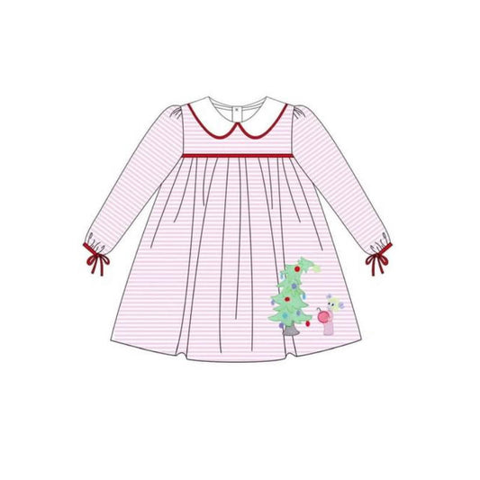 GLD0762 Baby Girls Christmas Tree Pink Dress Pre-order