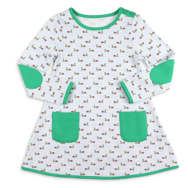 Baby Girls Mallard Long Sleeve Dress With Pocket