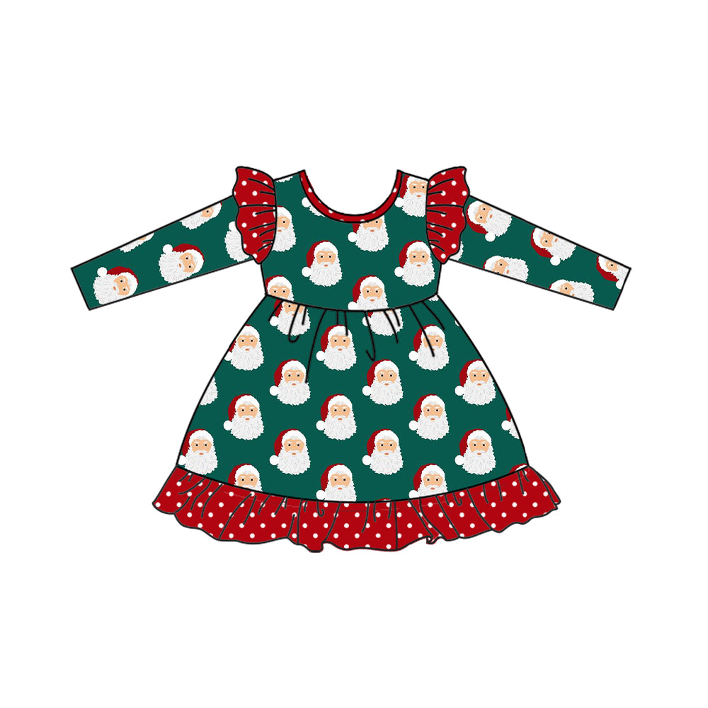 GLD0795 Baby Girls Christgmas Santa Long Sleeve Dress Pre-order