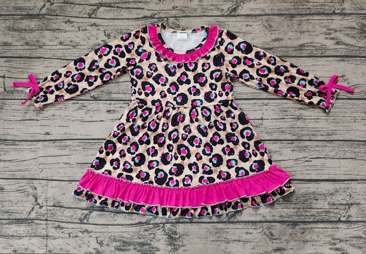 GLD0832 Baby Girls Leoaprd Long Sleeve Dress Preorder