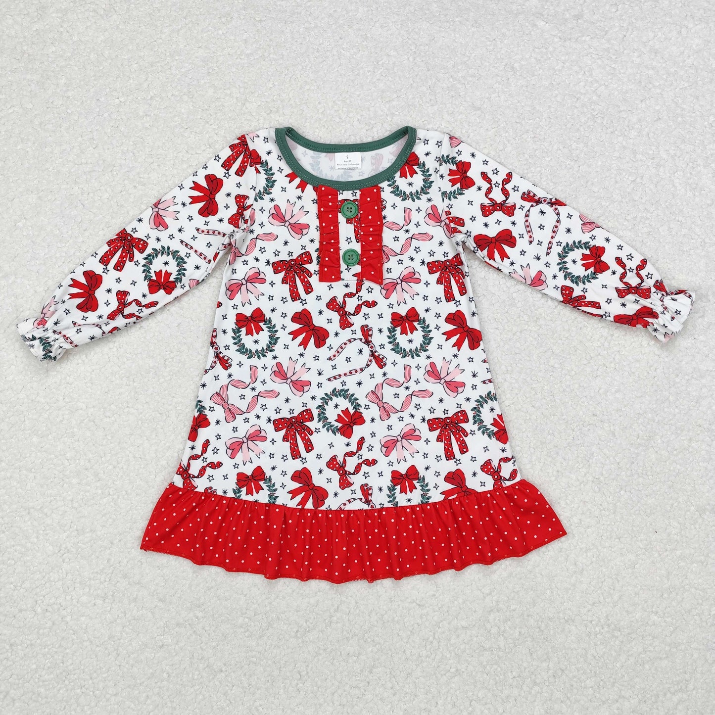 Baby Girls Christmas Holly Bow Bamboo Pajama Set and Dress